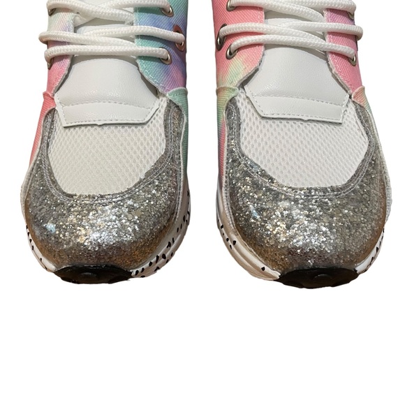 YOKI Fashion Sneakers Glitter Fuchsia Multicolored Tie Dye Polka Dot Size 6 - Picture 8 of 12